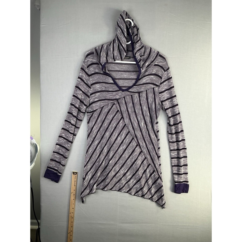 Vanilla Sugar‎ Womens M Asymmetrical Hooded Knit Top Striped Long Sleeve